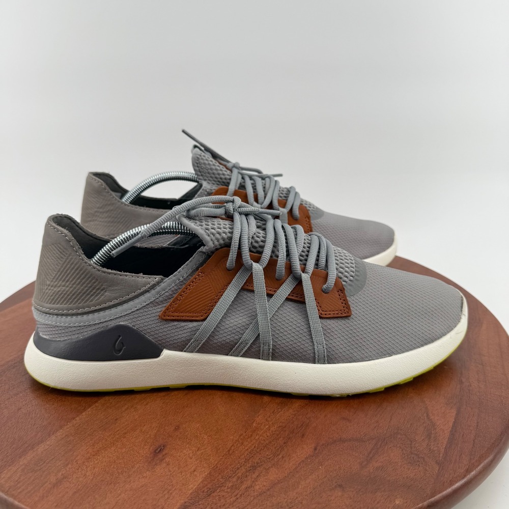 OluKai Manele Grey Dark Wood Spikeless Golf Shoes 10508-2526 Mesh Sneaker Men 13